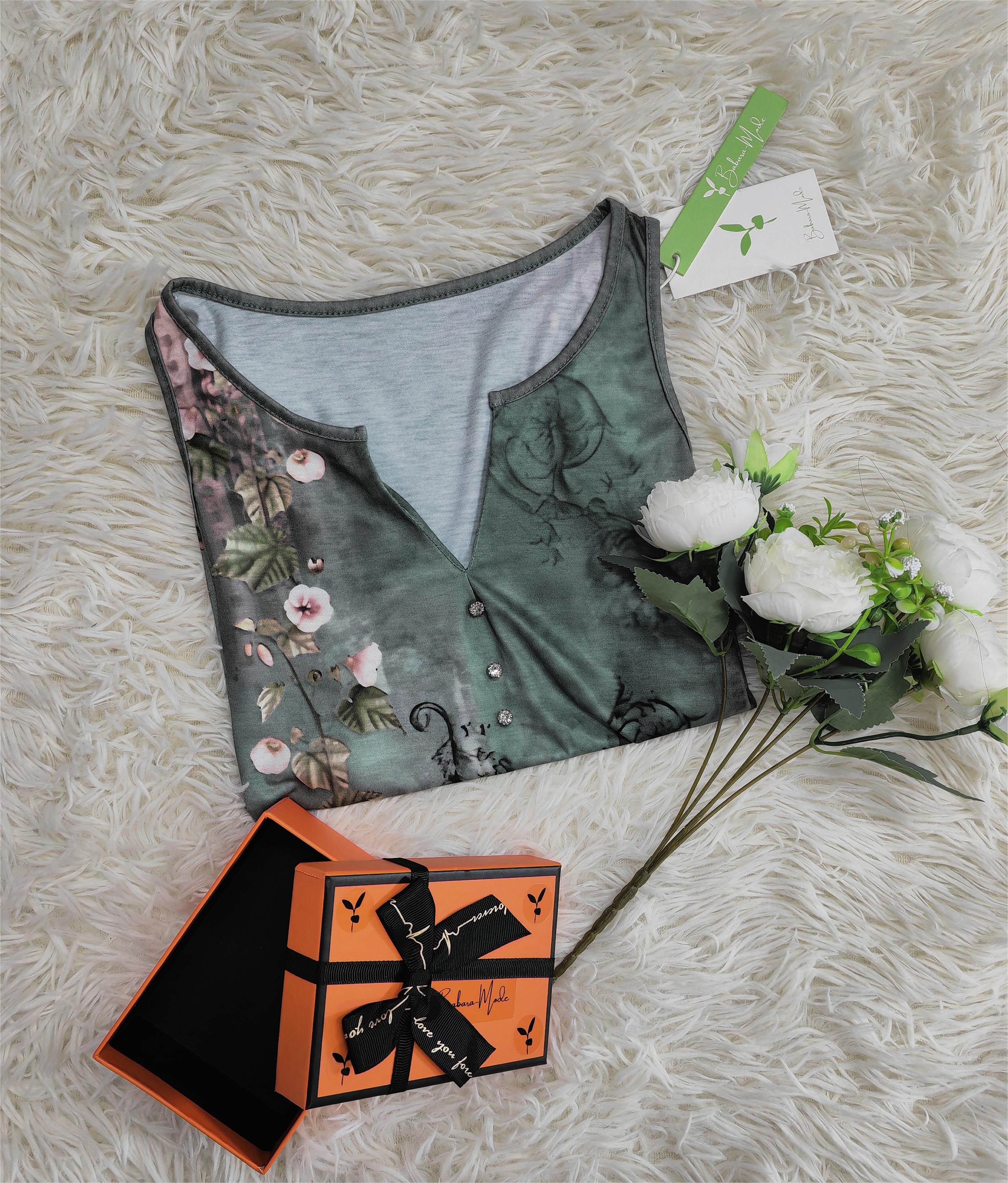 Ärmelloses Oberteil mit Aquarell-Blumendesign