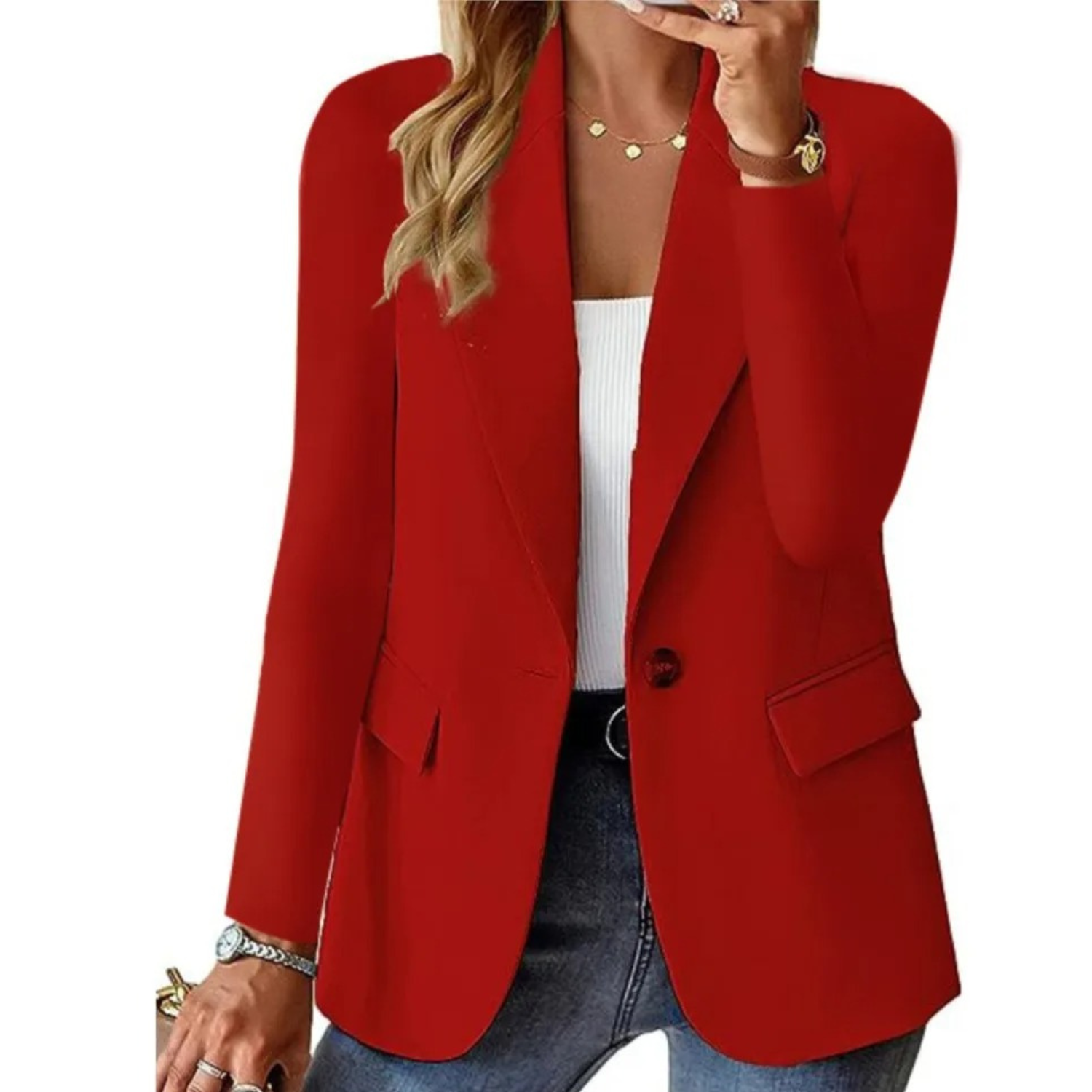 Blazer für Damen mit Knopfverschluss und praktischen Taschen