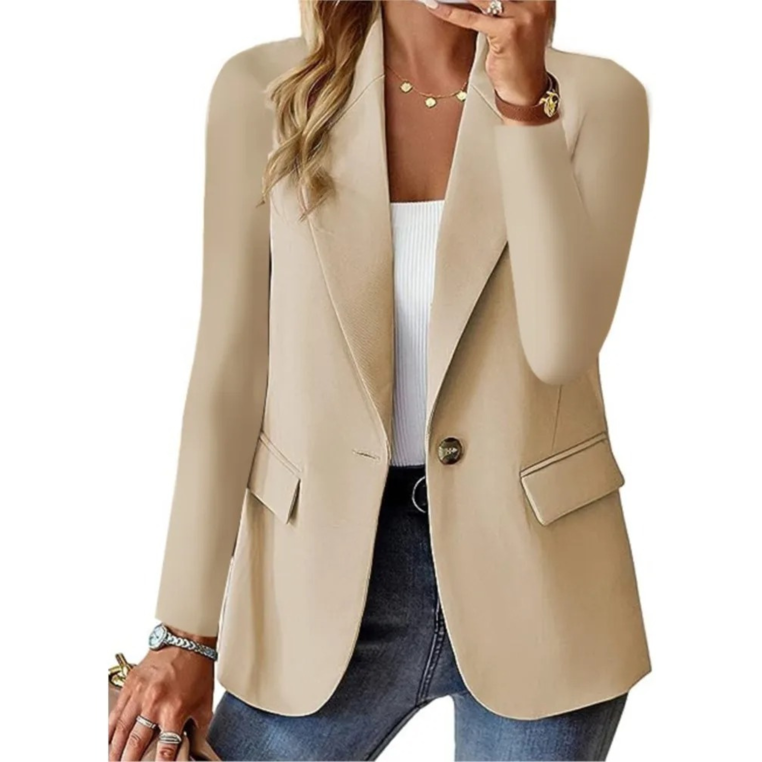 Blazer für Damen mit Knopfverschluss und praktischen Taschen
