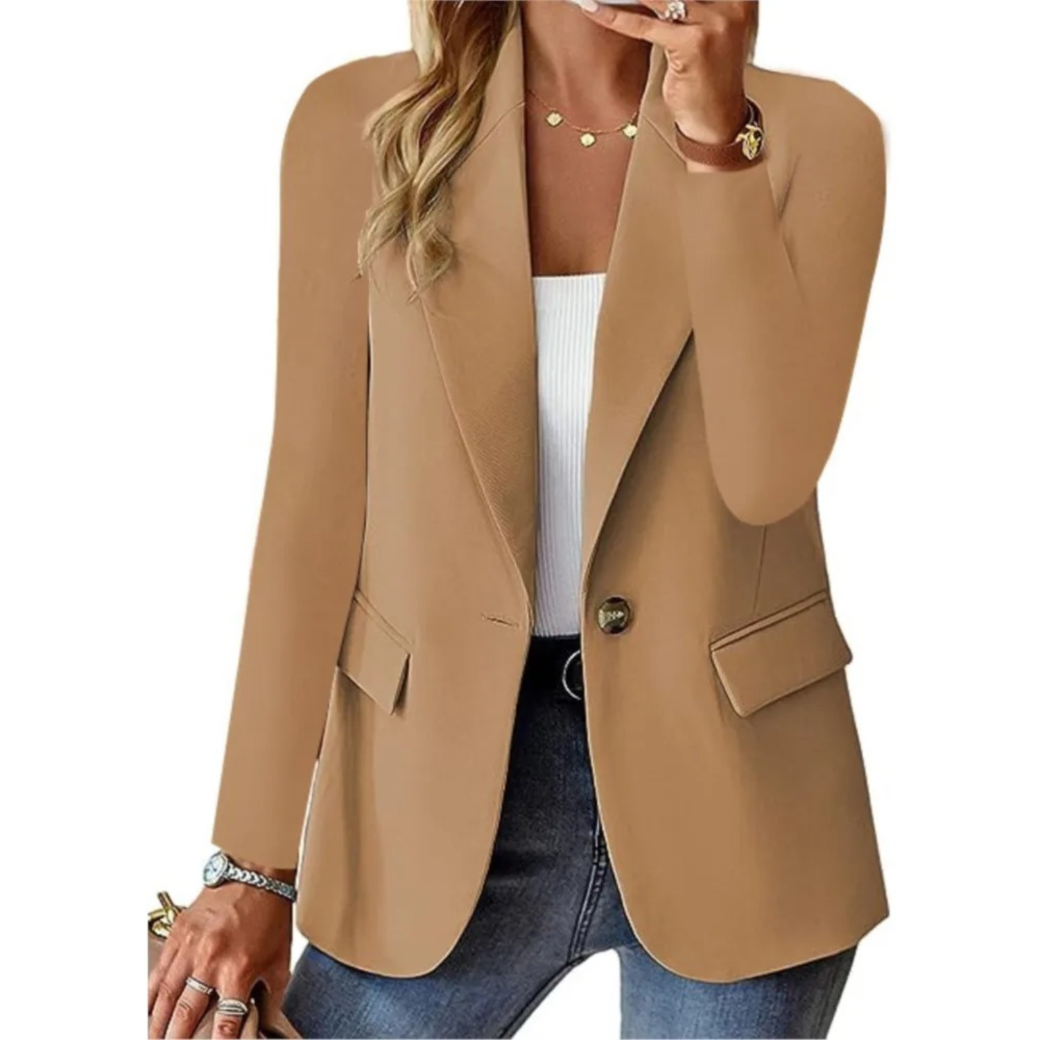 Blazer für Damen mit Knopfverschluss und praktischen Taschen
