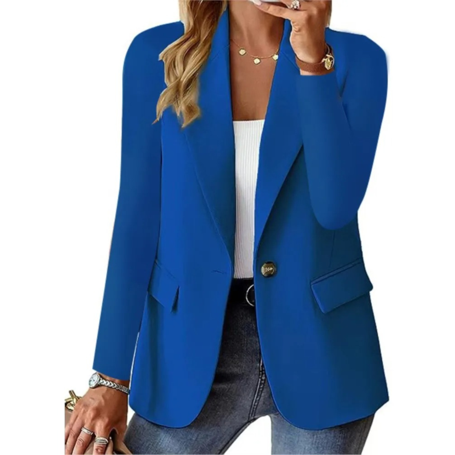 Blazer für Damen mit Knopfverschluss und praktischen Taschen