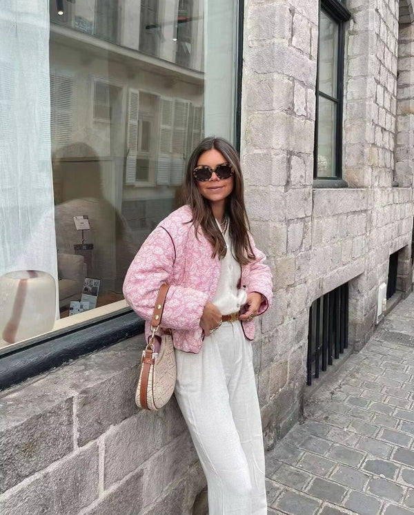 BLOOM – Damen Patchwork-Steppjacke in Pink