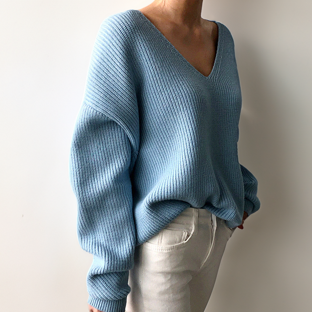 Gemütlicher Strickpullover mit V-Ausschnitt